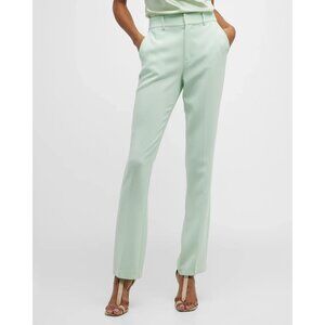 Cinq a Sept Womens Size 12  Lime Green Flat Front Trouser Lined Pants NEW